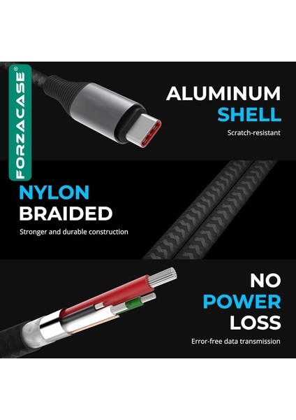 Type-C To Type-C Örgülü LED Ekranlı 60W Pd Hızlı Şarj Kablosu 1 Metre - FC898