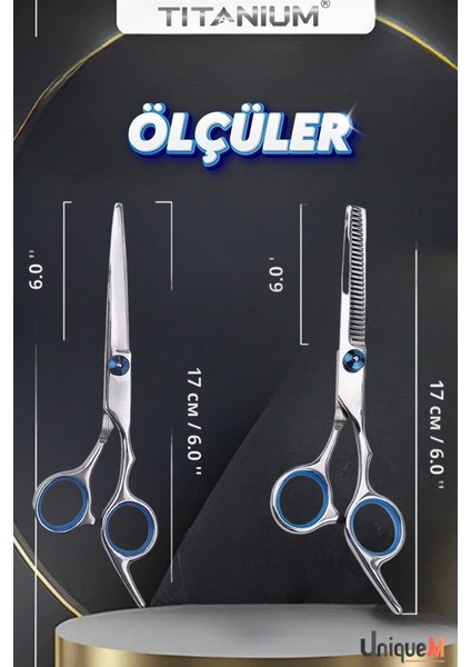Usturalı Titanium Blue Saç Kesim Makas Seti QU515SET