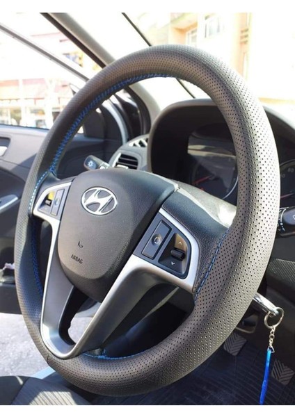 Dikişli Deri Direksiyon Kılıfı Noktalı Deri Otomobil Grubu 37-39 cm Çap Direksiyonlar Hızlı Kargo