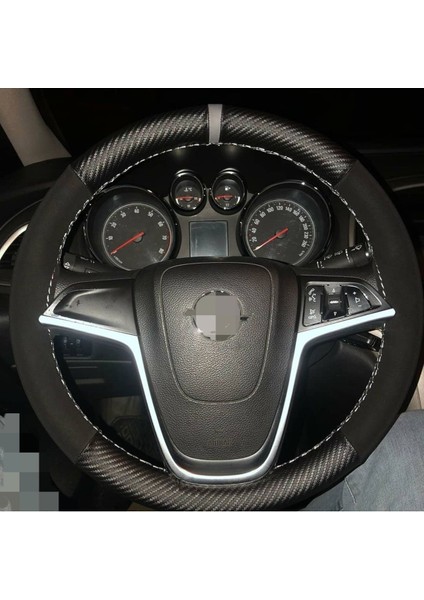 Dikişli Deri Direksiyon Kılıfı, Karbon/nubuk/mavi Yüzüklü Model/mavi Dikişli Hızlı Kargo