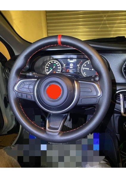 Dikişli Deri Direksiyon Kılıfı/damarlı Deri/yüzüklü Kırmızı Yüzüklü Model Hızlı Kargo