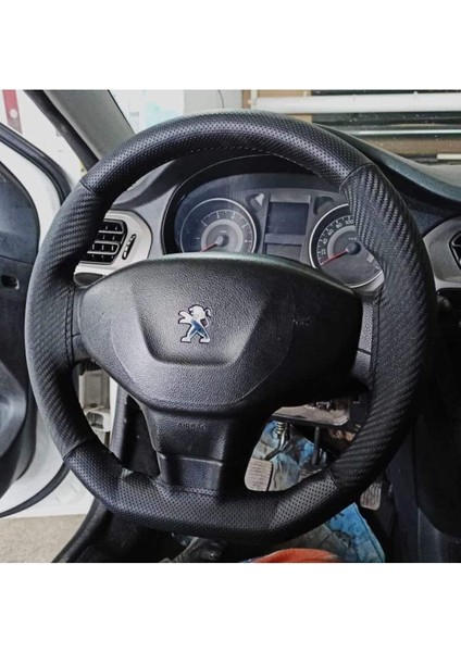 Dikişli Deri Direksiyon Kılıfı Karbon/noktalı Deri Peugeot 301 Için/hızlı Kargo
