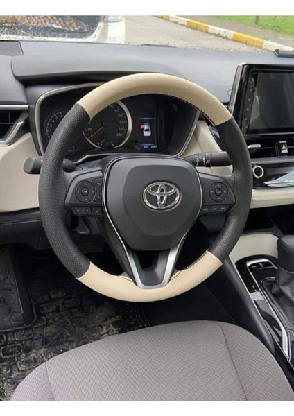 Dikişli Deri Direksiyon Kılıfı Noktalı Deri/bej Deri Hızlı Kargo