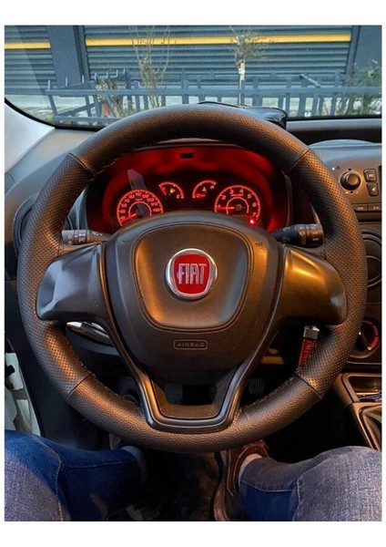 Dikişli Deri Direksiyon Kılıfı Damarlı Deri/noktalı Deri Siyah Dikişli