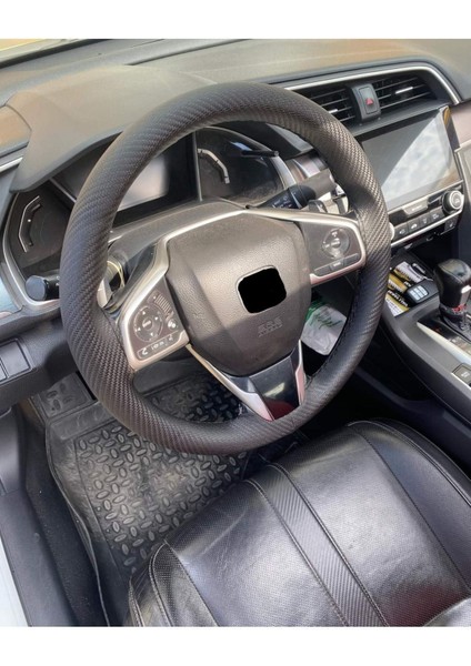 Karbon Deri / Dikişli Deri Direksiyon Kılıfı/siyah Dikişli/hızlı Kargo