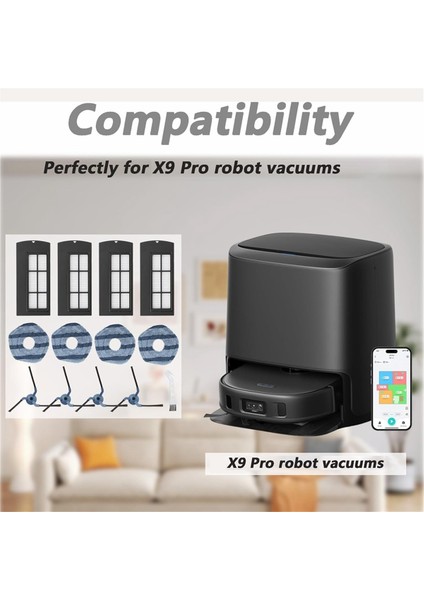 Eufy Clean X9 Pro Yan Fırça Hepa Filtre Paspas Bezi Parçaları Için (Yurt Dışından)