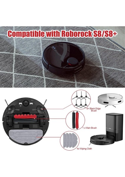 S8 Pro Ultra Elektrikli Süpürge Ana Yan Fırça Hepa Filtre Paspas Bezi Toz Torbaları Yedek Parçaları (Yurt Dışından)