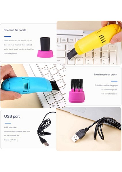 Bilgisayar Süpürgesi, Klavye Temizleyici Mini USB Dikiş Makinesi Gül Kırmızı (Yurt Dışından)