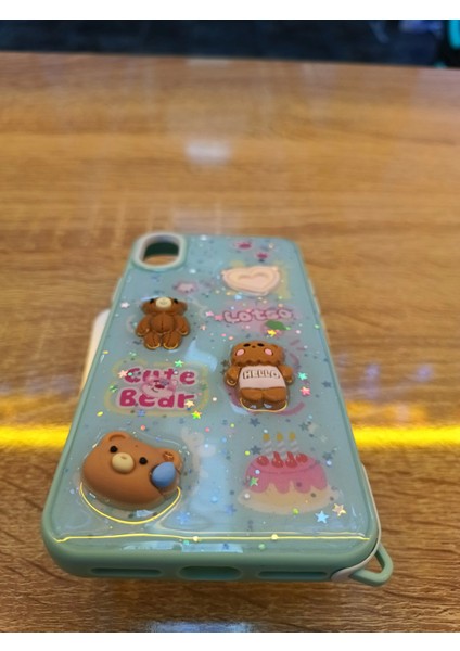 Iphone x Iphone Xs Uyumlu Kabartma Figürlü Darbe Korumalı Kapak Little Bear Kılıf