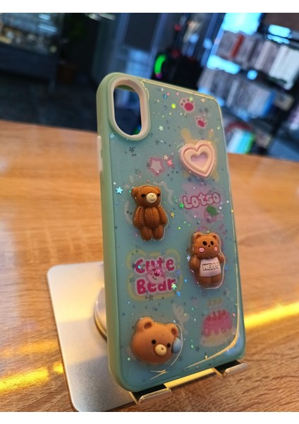 Iphone x Iphone Xs Uyumlu Kabartma Figürlü Darbe Korumalı Kapak Little Bear Kılıf