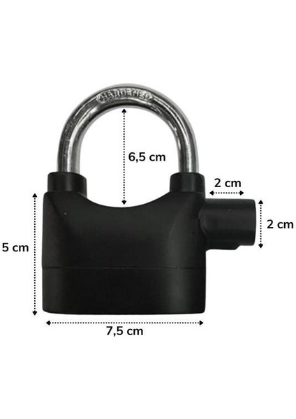 Desibel Siyah Alarmlı Çok Fonksiyonlu Ekstra Güvenlikli Kare Asma Dolap Kilidi