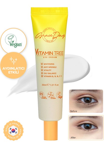 Aydınlatıcı Niacinamide ve Vitamin Kompleksi Içeren Vegan Göz Kremi Vitamin Tree Eye Cream