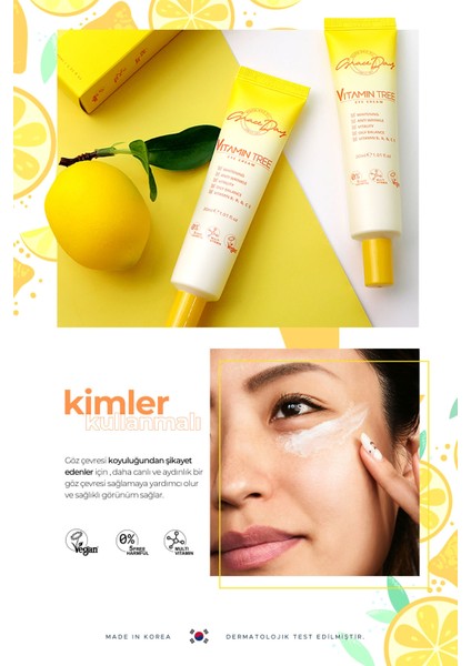 Aydınlatıcı Niacinamide ve Vitamin Kompleksi Içeren Vegan Göz Kremi Vitamin Tree Eye Cream