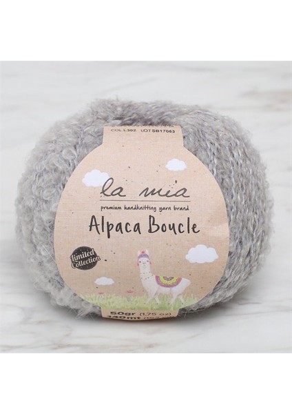 Alpaca Boucle 50 gr Gri El Örgü Ipi - L302 - 34385