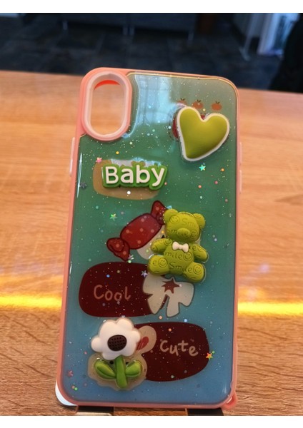 Iphone x Iphone Xs Uyumlu Kabartma Figürlü Darbe Korumalı Kapak Cute Kılıf