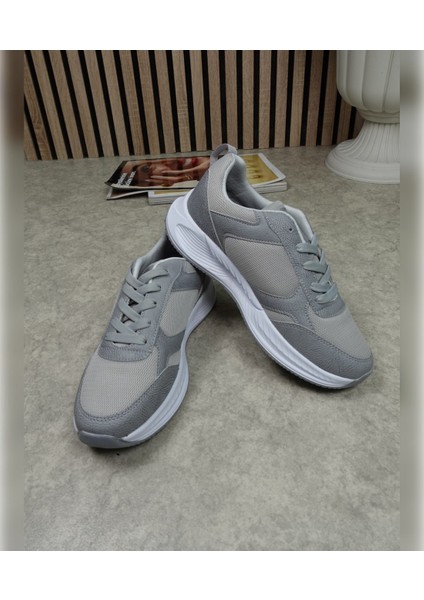 Günlük Fileli Nefes Alabilen Erkek Sneaker Bağcıklı Kalın Taban Hafif Rahat Yürüyüş Koşu Spor Ayakkabısı 8011