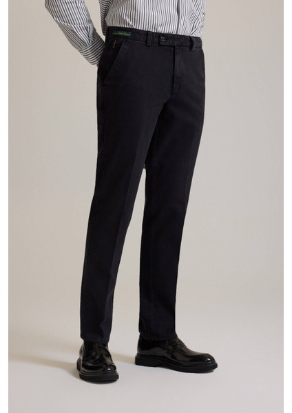 Erkek Siyah Regular Fit Yan Cepli Kot Pantolon fırsatları