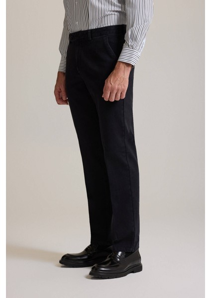 Erkek Siyah Regular Fit Yan Cepli Kot Pantolon indirimleri