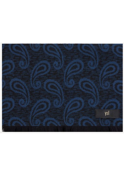 Erkek Lacivert Desenli Kaşkol