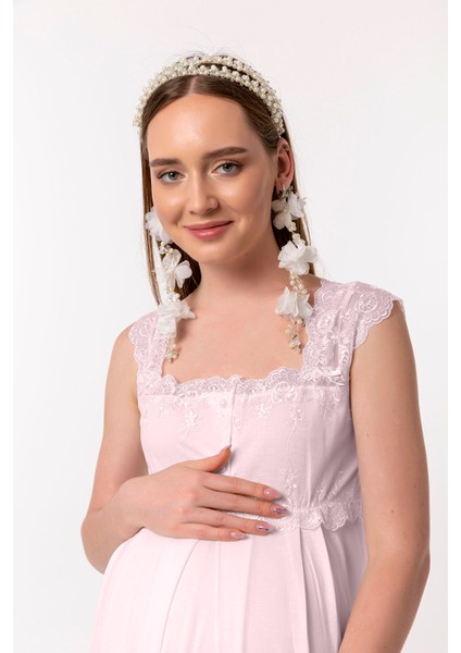 Pembe Dantelli Hamile Lohusa Gecelik fiyatları