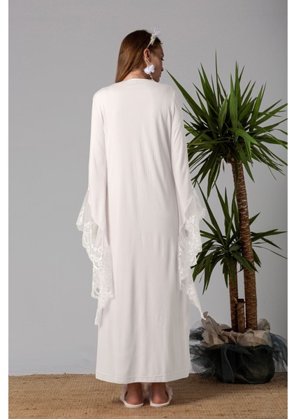 Ekru Sabahlıklı Hamile Lohusa Gecelik Takım fiyatları