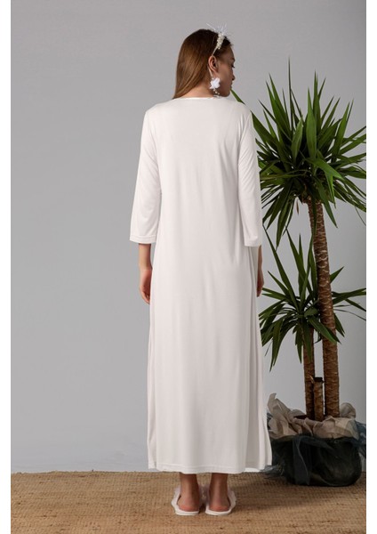 Ekru Sabahlıklı Hamile Lohusa Gecelik Takım indirimleri