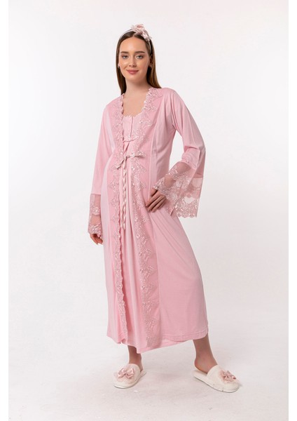 Pembe Sabahlıklı Hamile Lohusa Gecelik Takım fiyatları