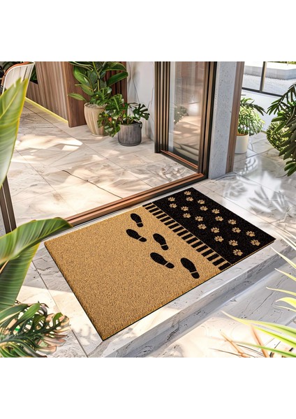 Paspas Dekoratif Ayak Izi Desenli Kapı Önü Paspası 40 x 60 cm