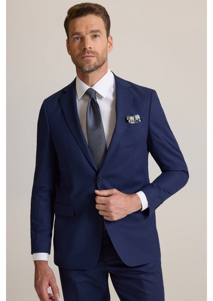 Erkek Lacivert Regular Fit Mono Yaka Yünlü Takım Elbise fiyatları
