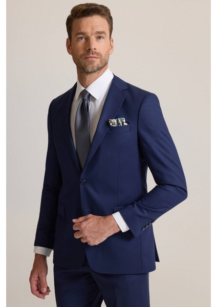 Erkek Lacivert Regular Fit Mono Yaka Yünlü Takım Elbise modelleri