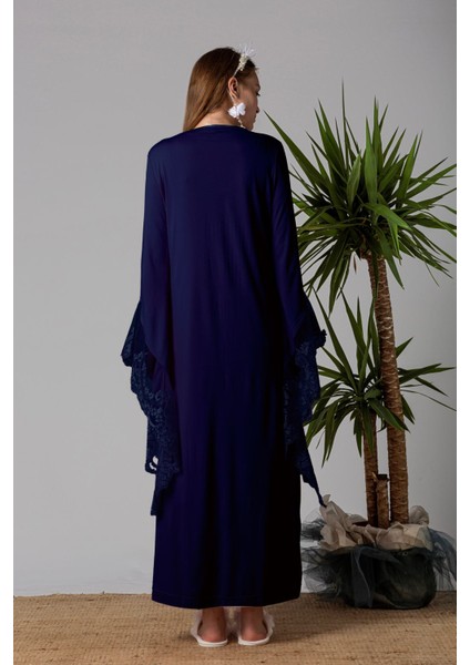 Lacivert Sabahlıklı Hamile Lohusa Gecelik Takım fiyatları