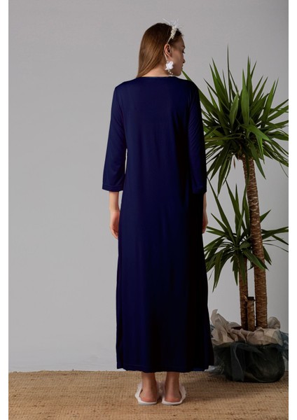 Lacivert Sabahlıklı Hamile Lohusa Gecelik Takım indirimleri