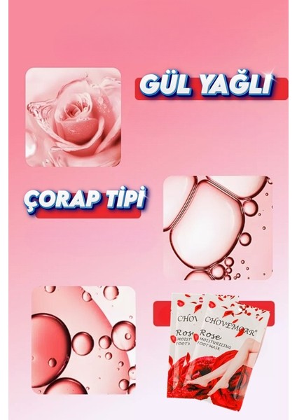 Gül Yağlı Ayak Bakım Maskesi Çorap Tipi 5 Takım