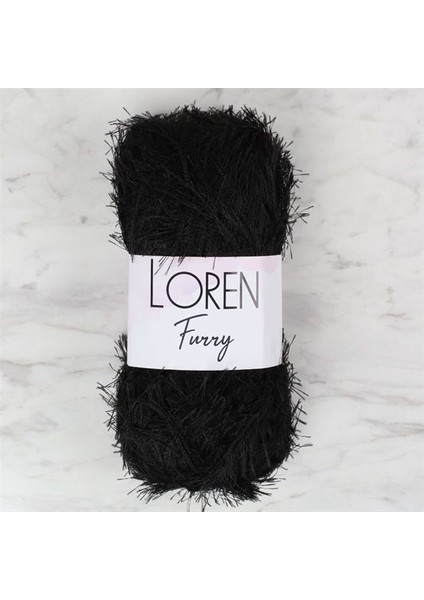 Furry Siyah El Örgü Ipi - RF1001 - 34066