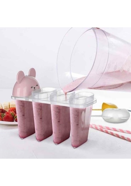 Byogalo® 4'lü Kolay Şekillendirici Sevimli Çocuk Meybuz & Dondurma Kalıbı AP-9179