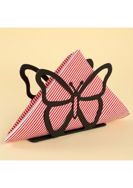 Home Kelebek Siyah Metal Peçetelik