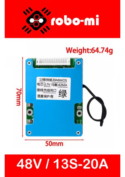Bms Li-Ion 13S 48V 20A Balanslı Ortak Port fiyatları