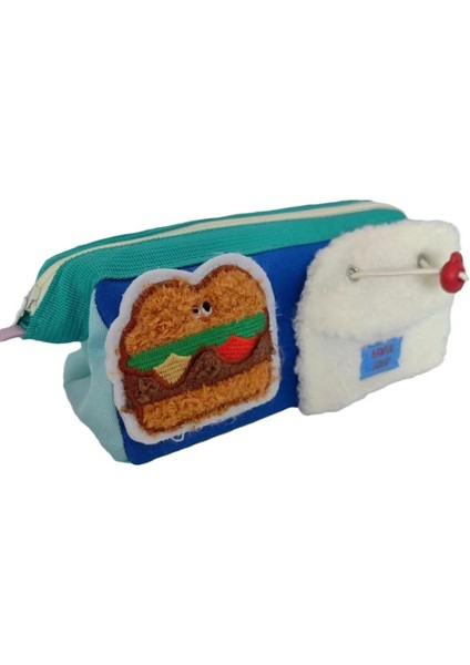 Ayı Burger Kalem Çantası Büyük Kapasiteli Yaratıcı Nakış Fermuar Öğrenci Kırtasiye Kutusu Kalem Çantası (Yurt Dışından)