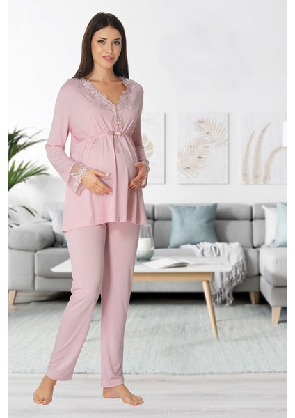 Pembe Hamile Lohusa Pijama Takımı