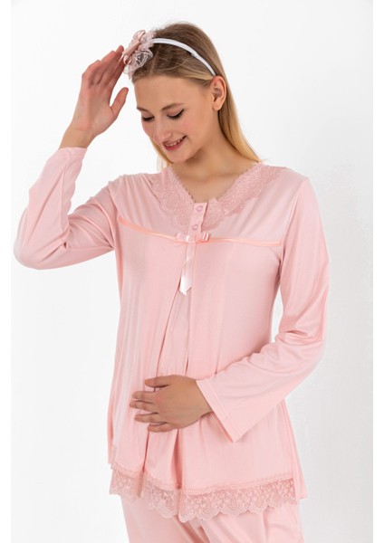 Pembe Hamile Lohusa Pijama Takımı