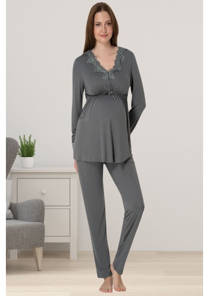 Füme Hamile Lohusa Pijama Takımı
