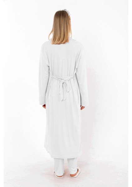 Ekru Sabahlıklı Hamile Lohusa Pijama Takımı modelleri