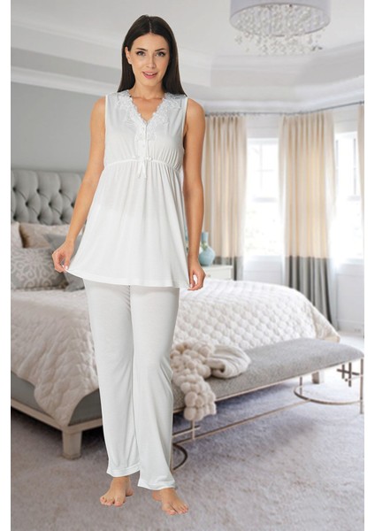 Ekru Hamile Lohusa Pijama Takımı