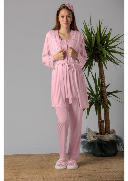 Pembe Sabahlıklı Hamile Lohusa Pijama Takımı