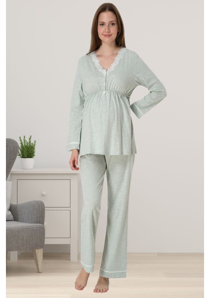 Yeşil Hamile Lohusa Pijama Takımı