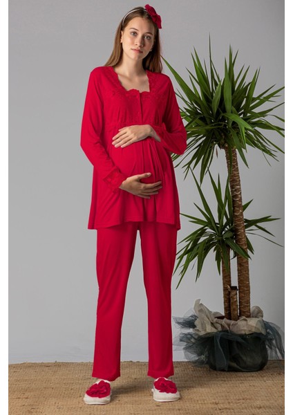Vişne Hamile Lohusa Pijama Takımı