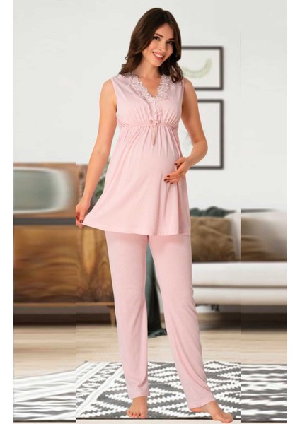 Pembe Hamile Lohusa Pijama Takımı