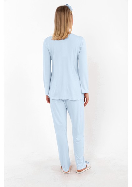Mavi Hamile Lohusa Pijama Takımı
