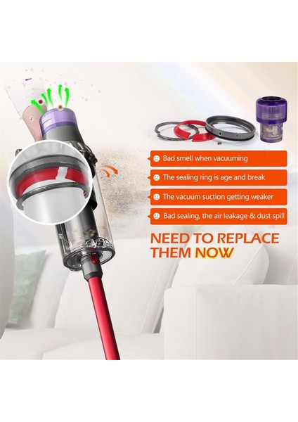 Dyson V11 Elektrikli Süpürge Toz Haznesi Sızdırmazlık Halkaları Değişimi (Yurt Dışından) modelleri