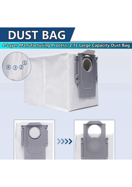 Roborock Q Revo Revo Vakum Süpürgeleri Için Aksesuar Kiti Ana Fırça, Mop Pad, Yan Fırçalar Hepa Filtresi ve Vakum Torbası Dahil (Yurt Dışından)